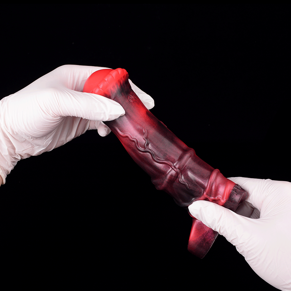 5.58in 7.17in Silicone Horse Cock Sleeve Cock Ring Hollow Vibrating Dildo