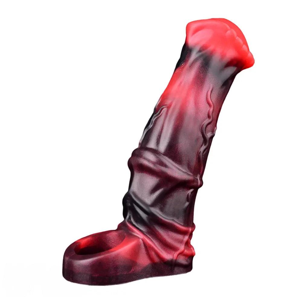 5.58in 7.17in Silicone Horse Cock Sleeve Cock Ring Hollow Vibrating Dildo