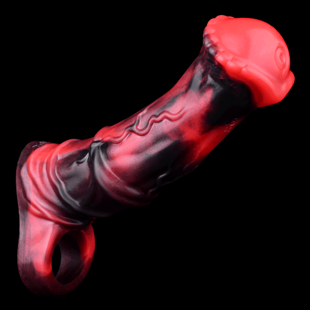 5.58in 7.17in Silicone Horse Cock Sleeve Cock Ring Hollow Vibrating Dildo