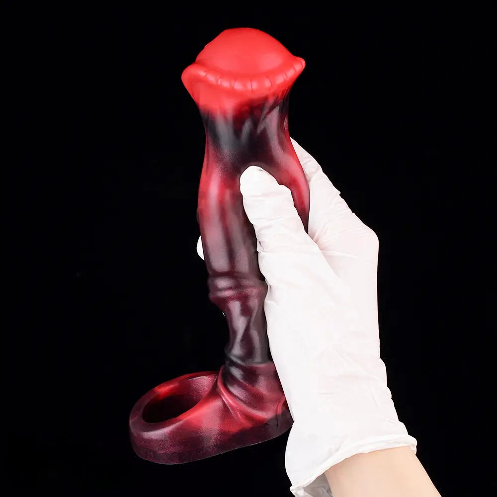 5.58in 7.17in Silicone Horse Cock Sleeve Cock Ring Hollow Vibrating Dildo