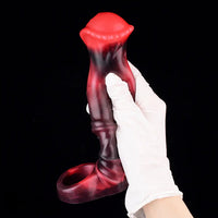 5.58in 7.17in Silicone Horse Cock Sleeve Cock Ring Hollow Vibrating Dildo