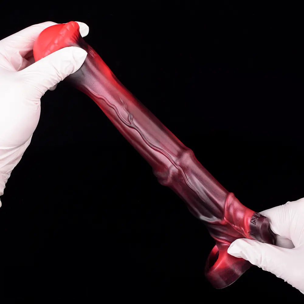 5.58in 7.17in Silicone Horse Cock Sleeve Cock Ring Hollow Vibrating Dildo