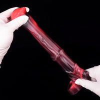 5.58in 7.17in Silicone Horse Cock Sleeve Cock Ring Hollow Vibrating Dildo