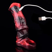 5.58in 7.17in Silicone Horse Cock Sleeve Cock Ring Hollow Vibrating Dildo