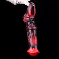 5.58in 7.17in Silicone Horse Cock Sleeve Cock Ring Hollow Vibrating Dildo