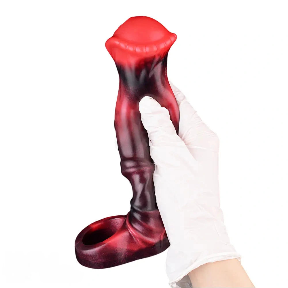 5.58in 7.17in Silicone Horse Cock Sleeve Cock Ring Hollow Vibrating Dildo