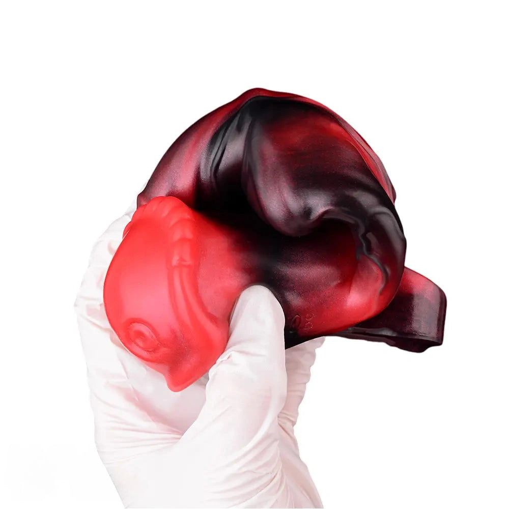 5.58in 7.17in Silicone Horse Cock Sleeve Cock Ring Hollow Vibrating Dildo
