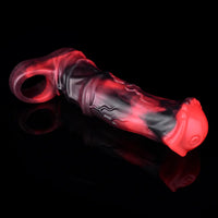 5.58in 7.17in Silicone Horse Cock Sleeve Cock Ring Hollow Vibrating Dildo