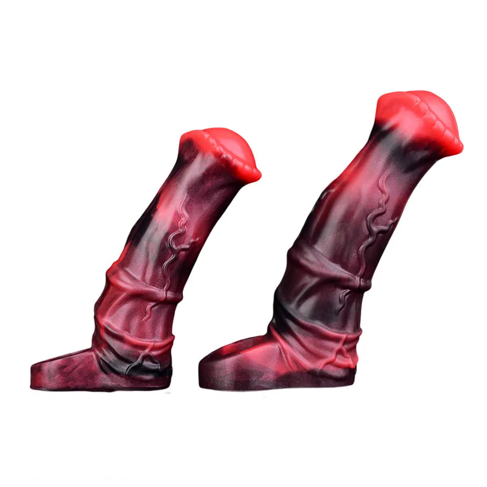 5.58in 7.17in Silicone Horse Cock Sleeve Cock Ring Hollow Vibrating Dildo