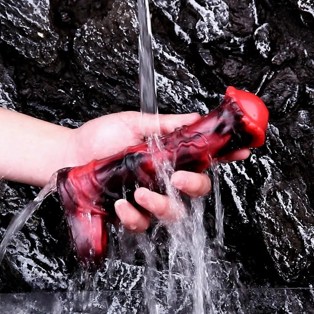 5.58in 7.17in Silicone Horse Cock Sleeve Cock Ring Hollow Vibrating Dildo