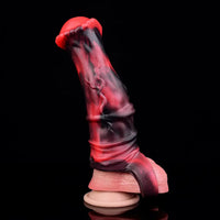 5.58in 7.17in Silicone Horse Cock Sleeve Cock Ring Hollow Vibrating Dildo