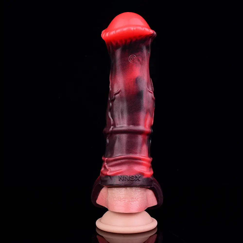 5.58in 7.17in Silicone Horse Cock Sleeve Cock Ring Hollow Vibrating Dildo