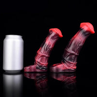 5.58in 7.17in Silicone Horse Cock Sleeve Cock Ring Hollow Vibrating Dildo