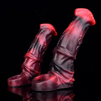5.58in 7.17in Silicone Horse Cock Sleeve Cock Ring Hollow Vibrating Dildo