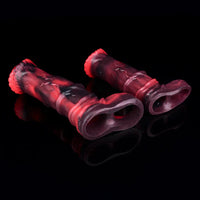 5.58in 7.17in Silicone Horse Cock Sleeve Cock Ring Hollow Vibrating Dildo