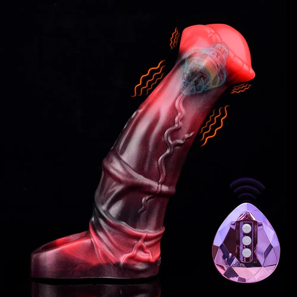 5.58in 7.17in Silicone Horse Cock Sleeve Cock Ring Hollow Vibrating Dildo