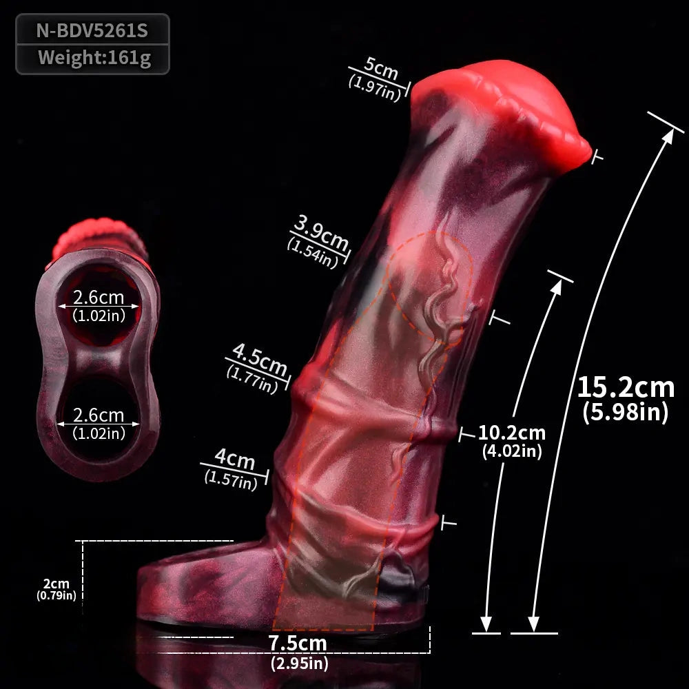 5.58in 7.17in Silicone Horse Cock Sleeve Cock Ring Hollow Vibrating Dildo