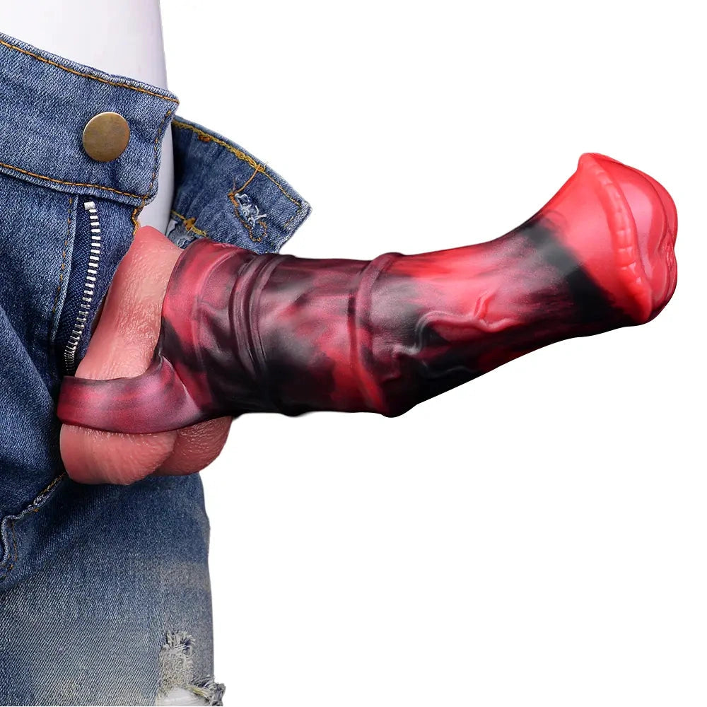 5.58in 7.17in Silicone Horse Cock Sleeve Vibrating Hollow Waterproof Dildo