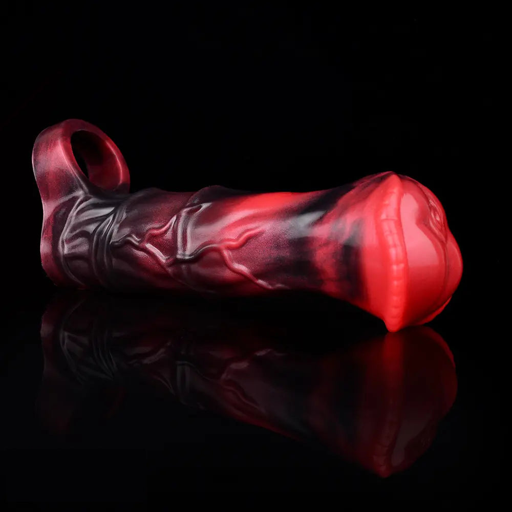 5.58in 7.17in Silicone Horse Cock Sleeve Vibrating Hollow Waterproof Dildo
