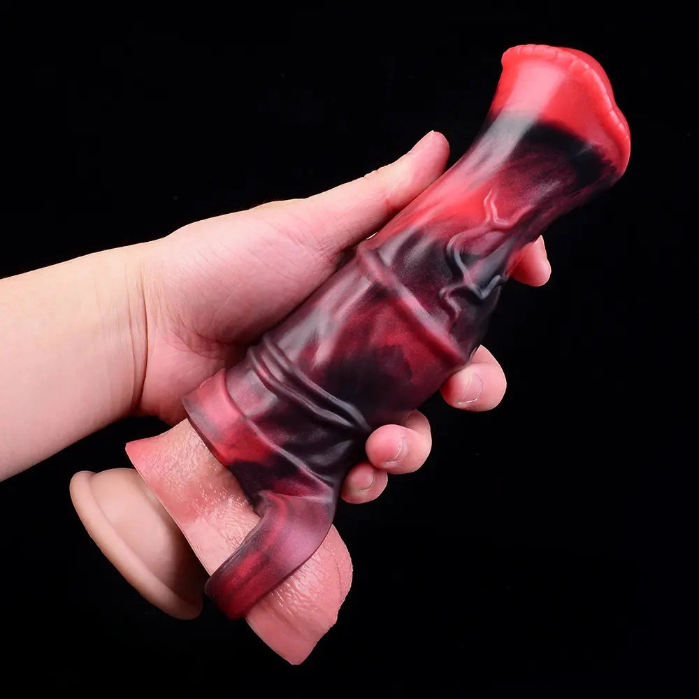 5.58in 7.17in Silicone Horse Cock Sleeve Vibrating Hollow Waterproof Dildo