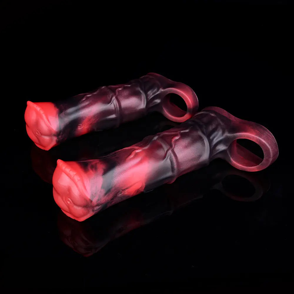 5.58in 7.17in Silicone Horse Cock Sleeve Vibrating Hollow Waterproof Dildo
