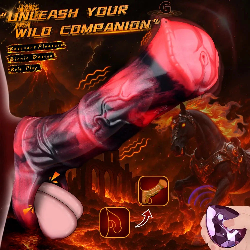 5.58in 7.17in Silicone Horse Cock Sleeve Vibrating Hollow Waterproof Dildo