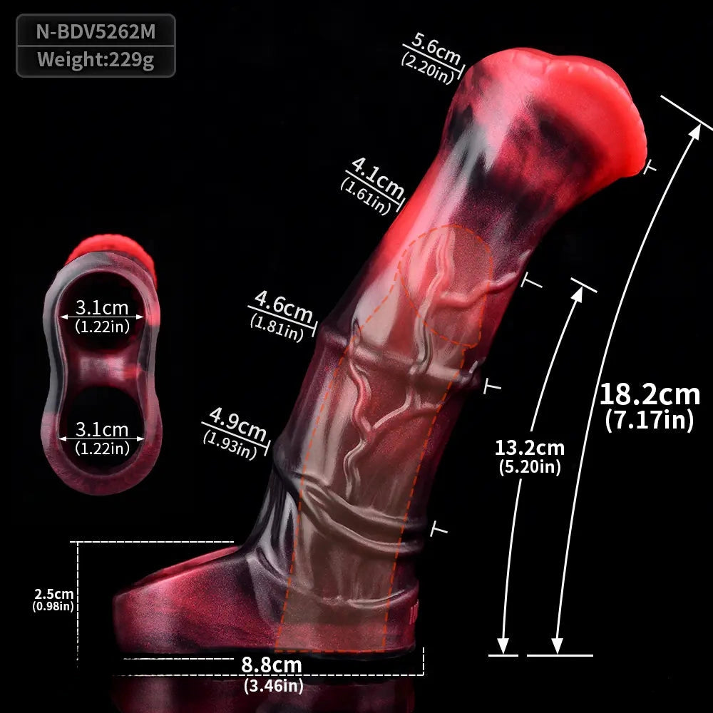 5.58in 7.17in Silicone Horse Cock Sleeve Vibrating Hollow Waterproof Dildo