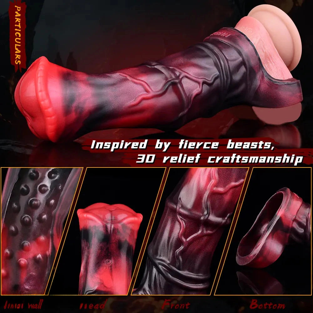 5.58in 7.17in Silicone Horse Cock Sleeve Vibrating Hollow Waterproof Dildo