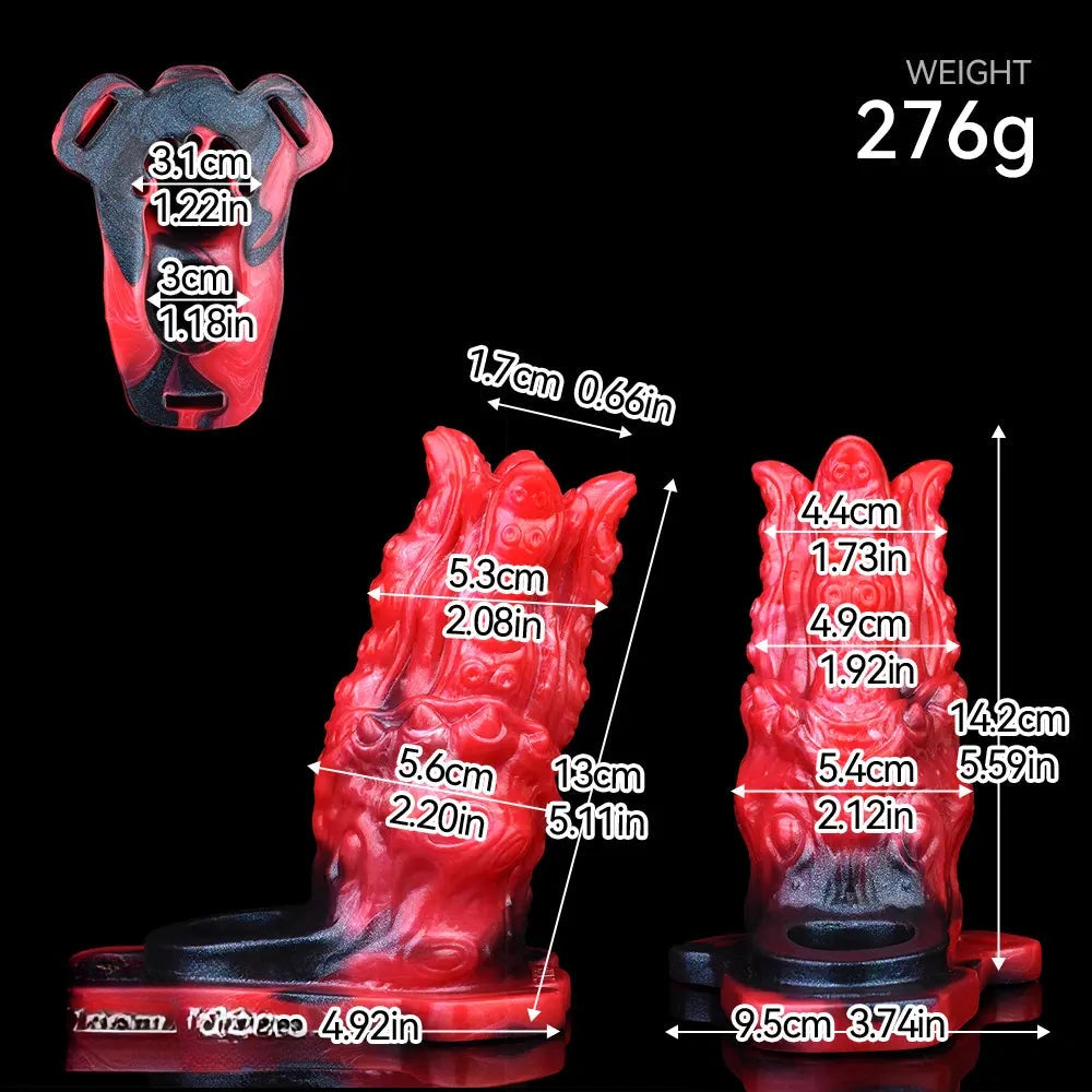 5.59in Hollow Dildo Built-in keel Vibration Remote Strapon Odd Cock Sleeve