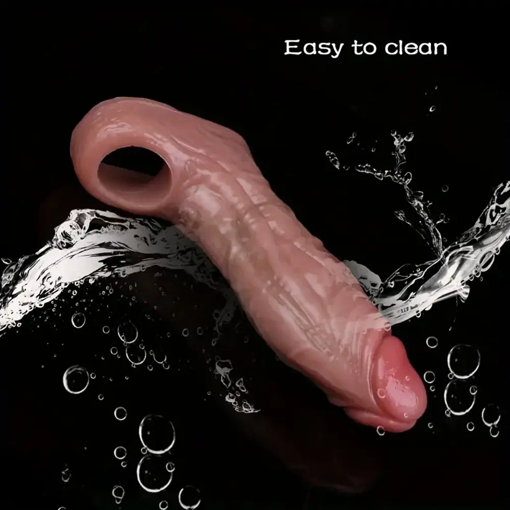 5.5in 6.3in 6.57in 6.6in 6.7in Silicone Penis Dildo Sleeve With Cock Ring