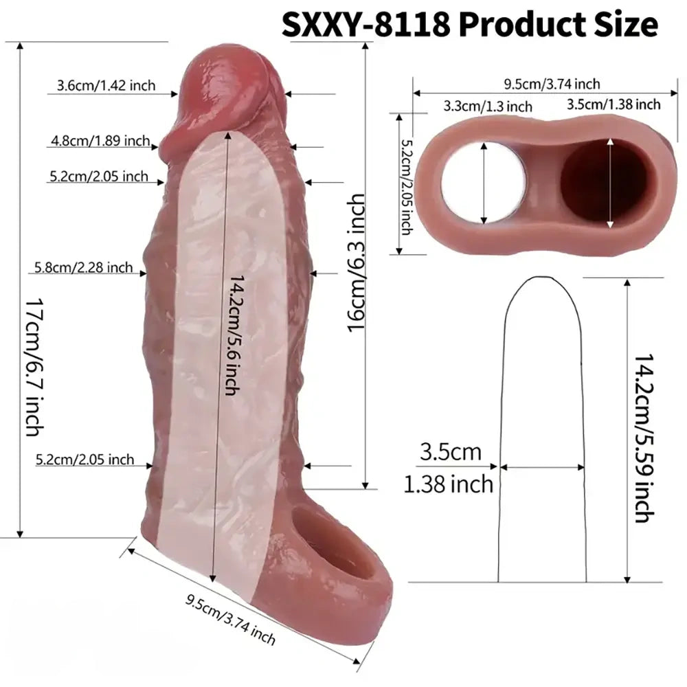 5.5in 6.3in 6.57in 6.6in 6.7in Silicone Penis Dildo Sleeve With Cock Ring