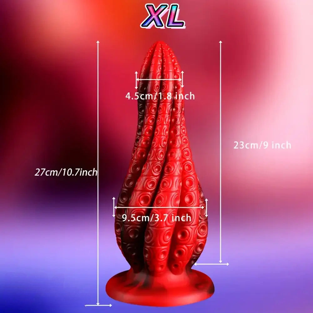 5.5in 7.3in 8.7in 10.7in Durable Build Soft Tentacle Silicone Anal Dildo
