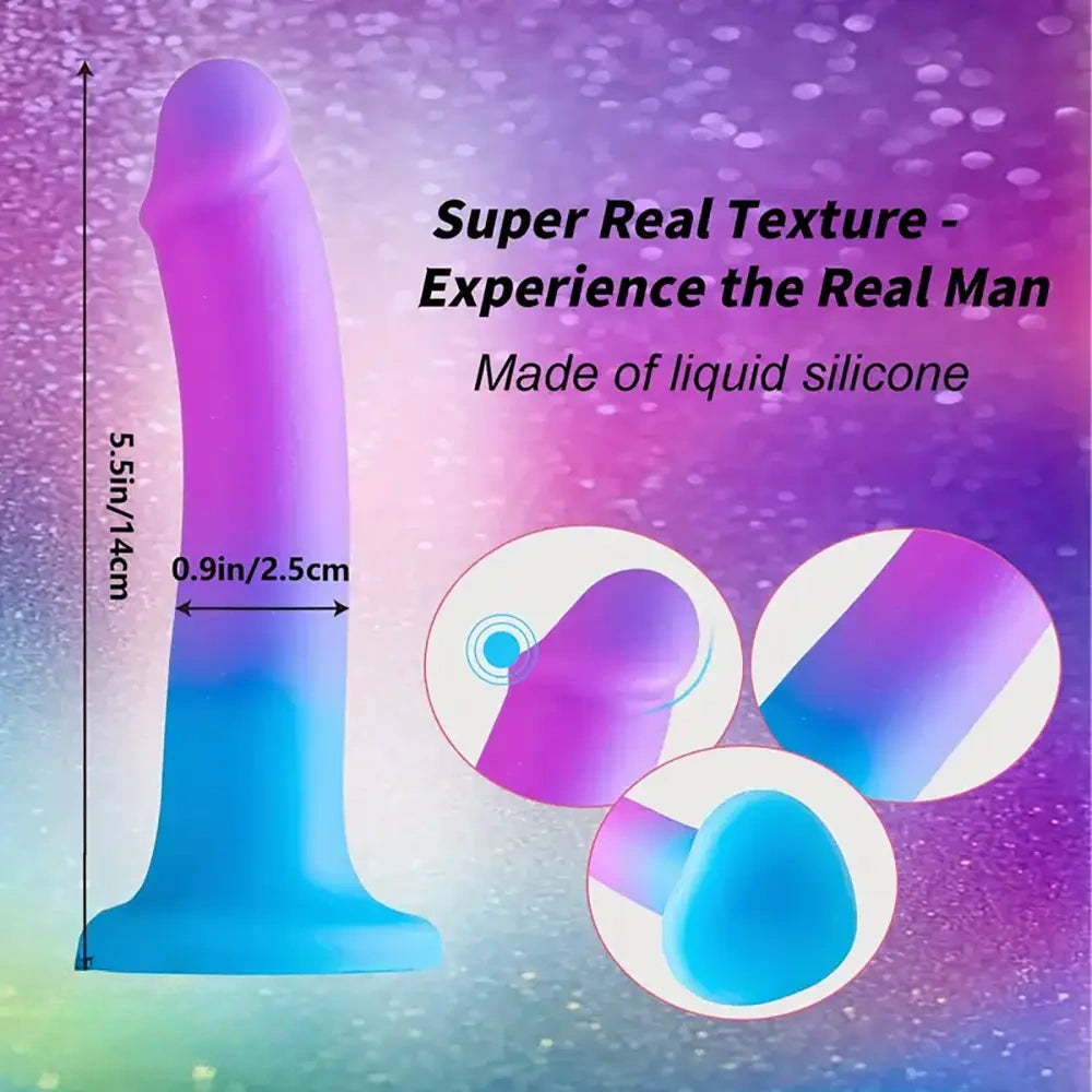 5.5in Colorful Soft Silicone Beginner-Friendly Dildo For Hands-Free Play