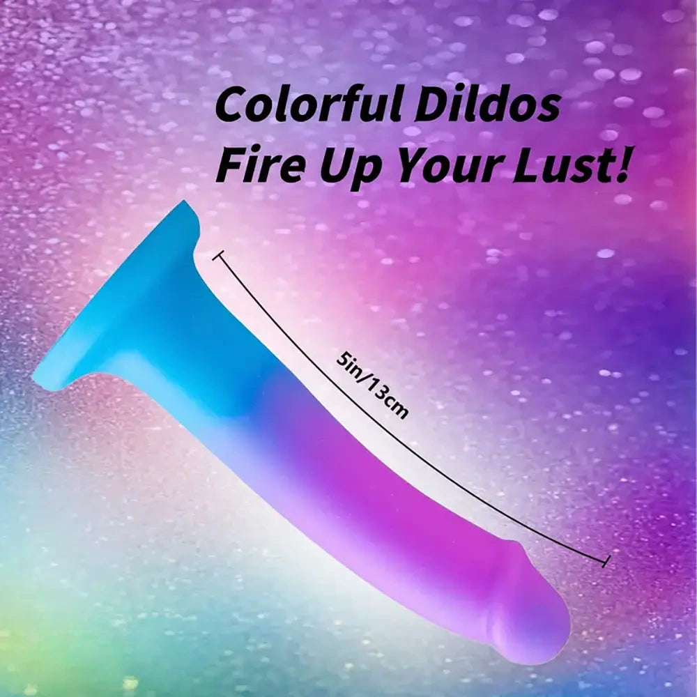 5.5in Colorful Soft Silicone Beginner-Friendly Dildo For Hands-Free Play
