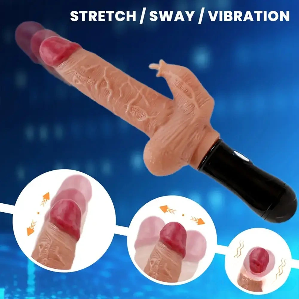 5.5in Lifelike Silicone Soft Thrusting Swing Heating Vibrating Dildo With Handle
