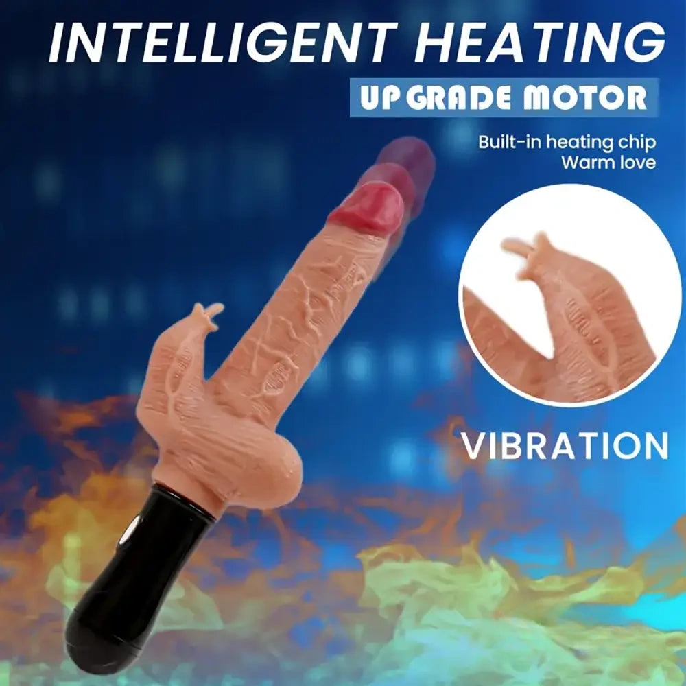 5.5in Lifelike Silicone Soft Thrusting Swing Heating Vibrating Dildo With Handle