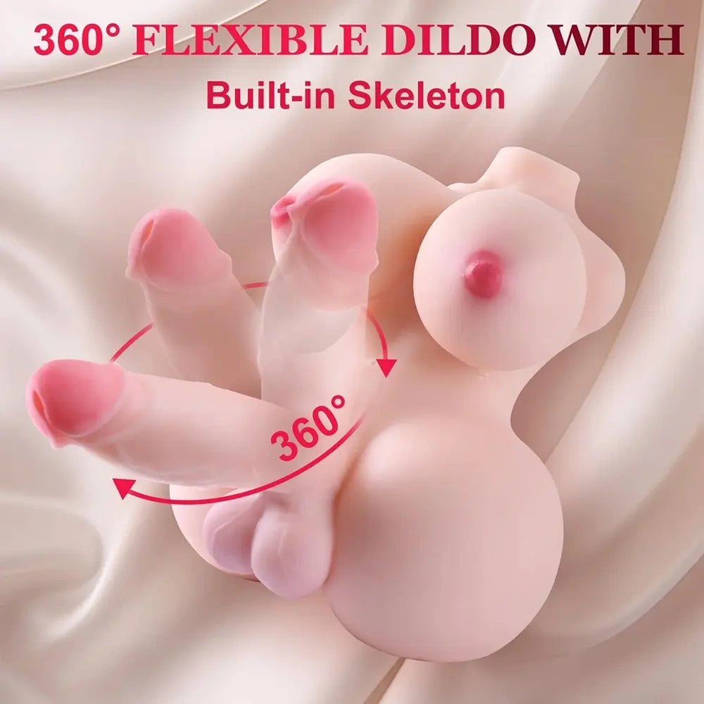 5.5in Soft Dildo Realistic Trans Sex Doll Torso with Tits & Anus 3D Unisex Torso