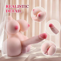 5.5in Soft Dildo Realistic Trans Sex Doll Torso with Tits & Anus 3D Unisex Torso