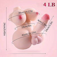 5.5in Soft Dildo Realistic Trans Sex Doll Torso with Tits & Anus 3D Unisex Torso