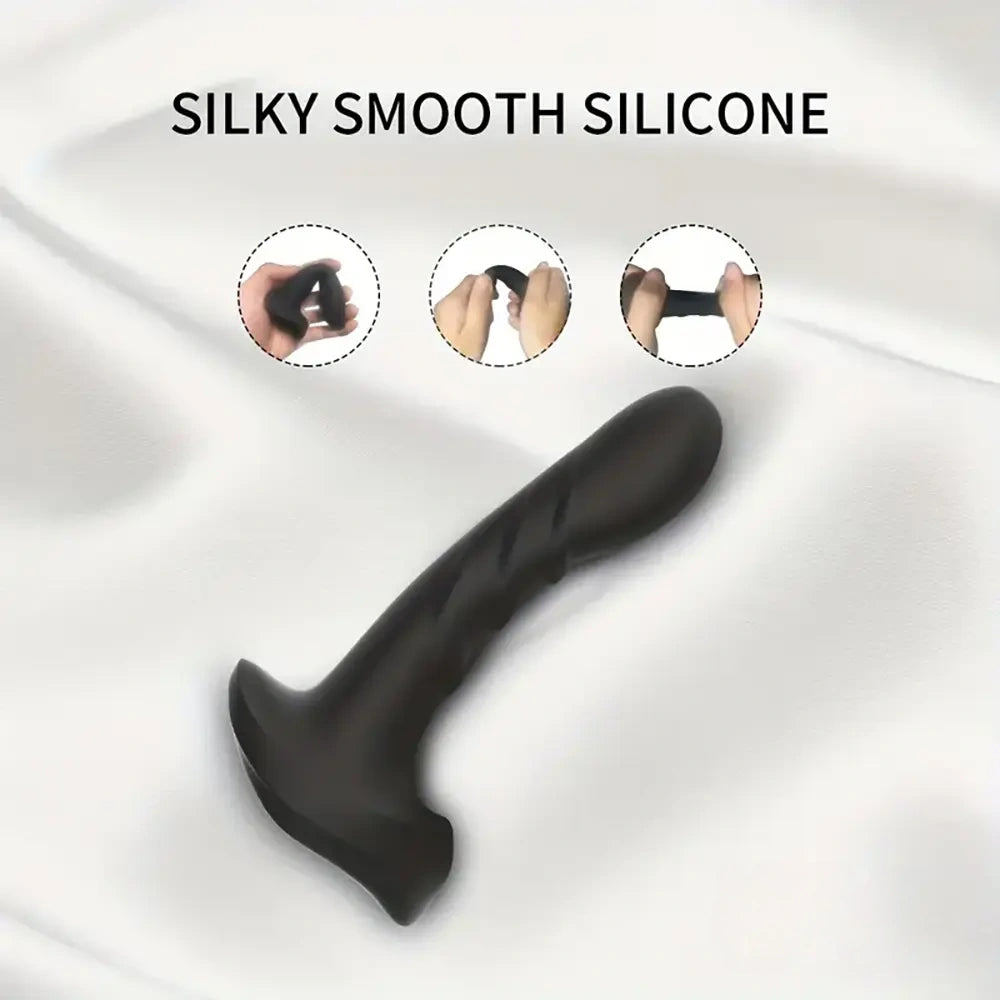 5.5in Unisex Silicone Soft Vibrating Remote Dildo For Anal Vaginal Simulation