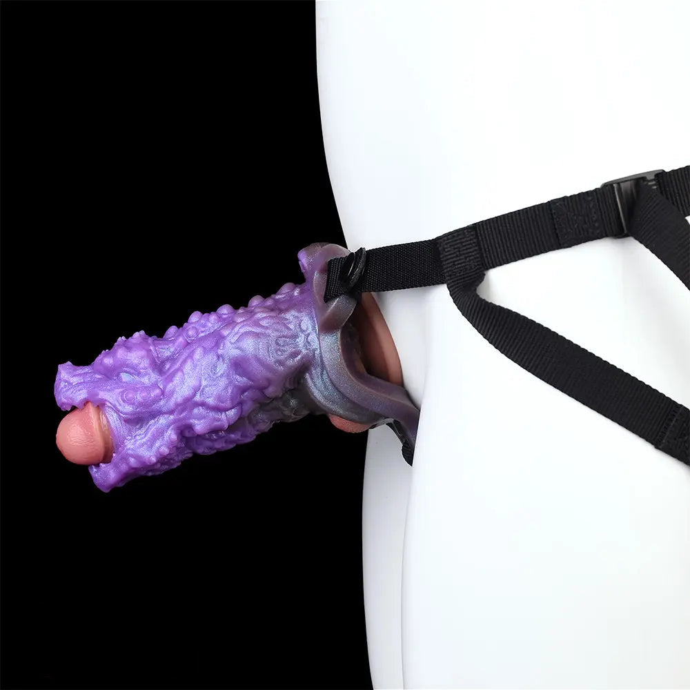 5.62in Dragon Beast Creature Fantasy Hollow Dildo Sleeve With Penis Ring