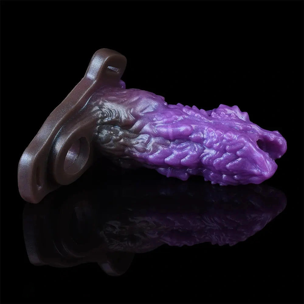 5.62in Dragon Beast Creature Fantasy Hollow Dildo Sleeve With Penis Ring