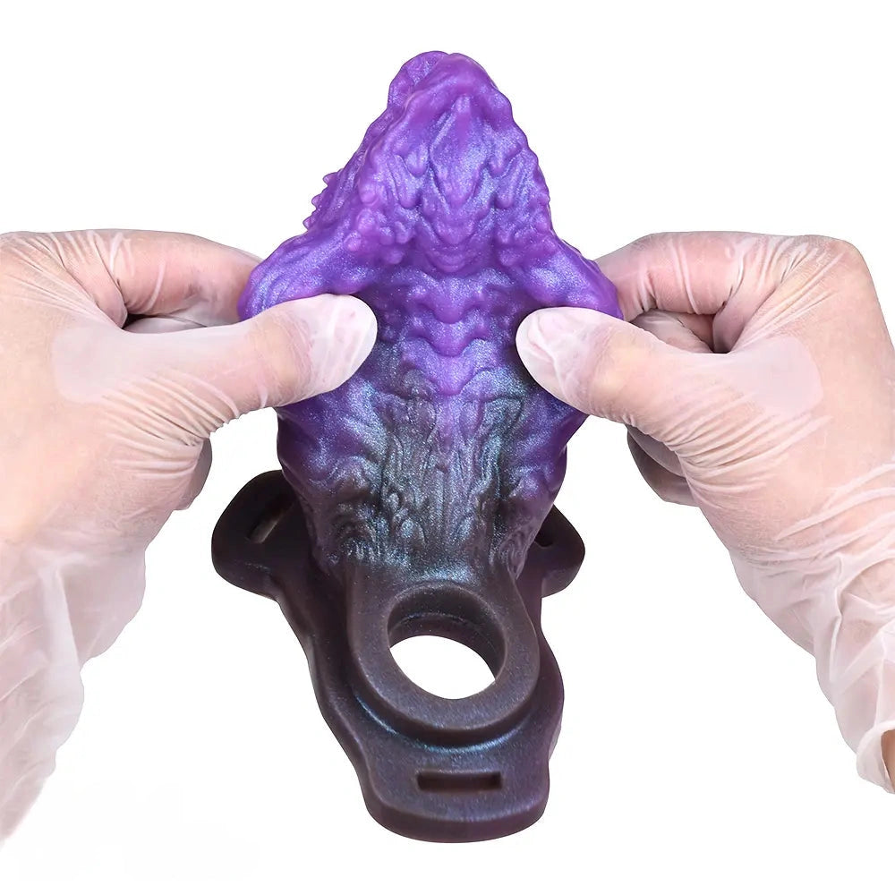 5.62in Dragon Beast Creature Fantasy Hollow Dildo Sleeve With Penis Ring