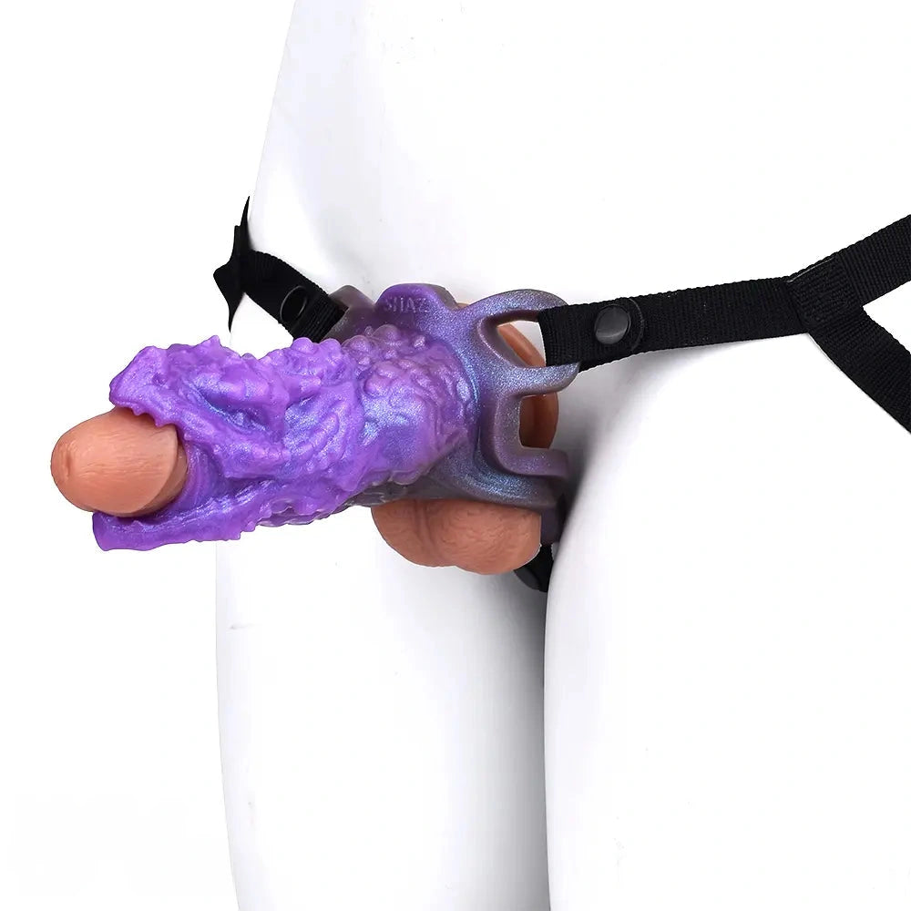 5.62in Dragon Beast Creature Fantasy Hollow Dildo Sleeve With Penis Ring