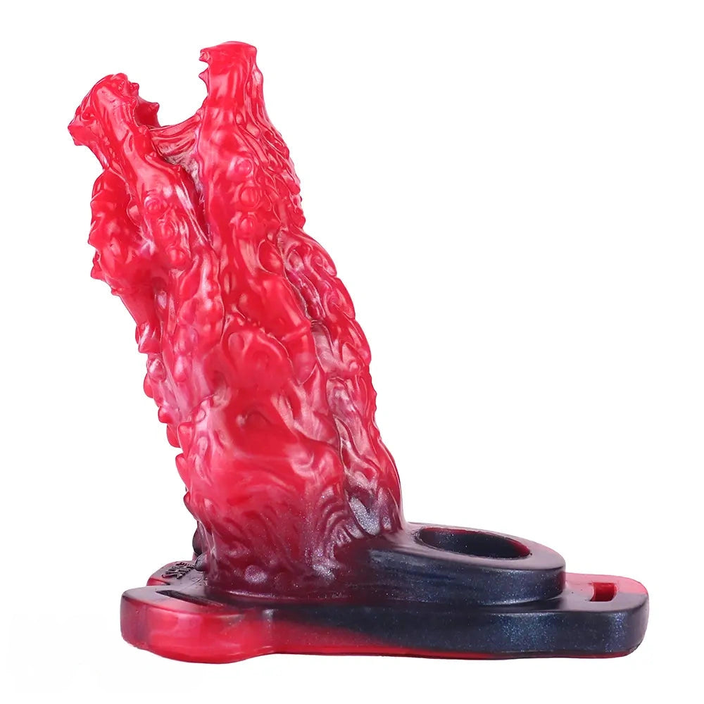 5.62in Hollow Dildo Built-in Keel Vibration Remote Strapon Animal Cock Sleeve