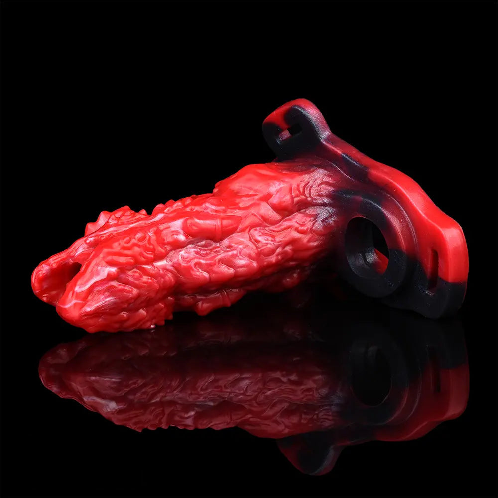 5.62in Hollow Dildo Built-in Keel Vibration Remote Strapon Animal Cock Sleeve
