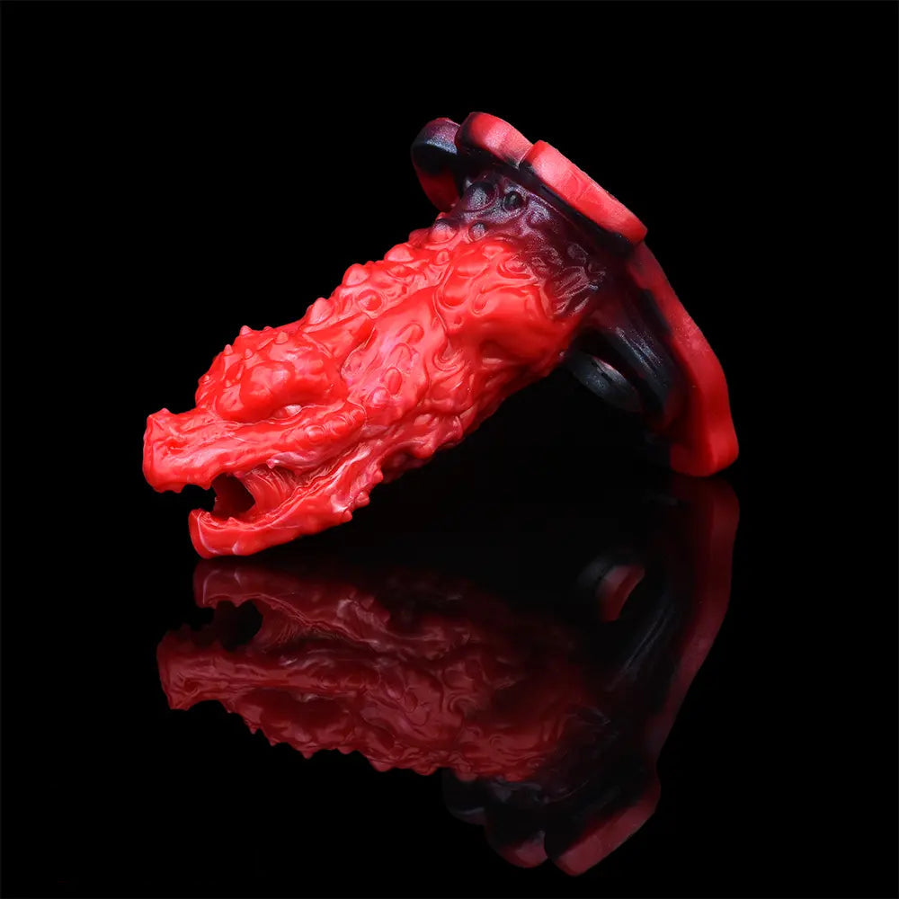 5.62in Hollow Dildo Built-in Keel Vibration Remote Strapon Animal Cock Sleeve