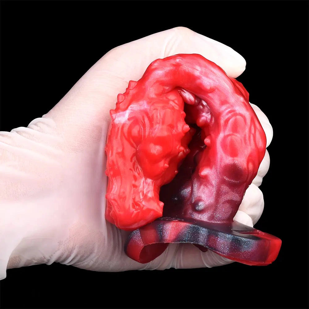 5.62in Hollow Dildo Built-in Keel Vibration Remote Strapon Animal Cock Sleeve