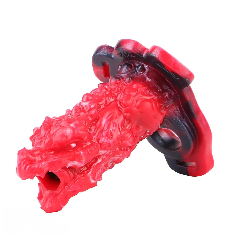 5.62in Hollow Dildo Built-in Keel Vibration Remote Strapon Animal Cock Sleeve