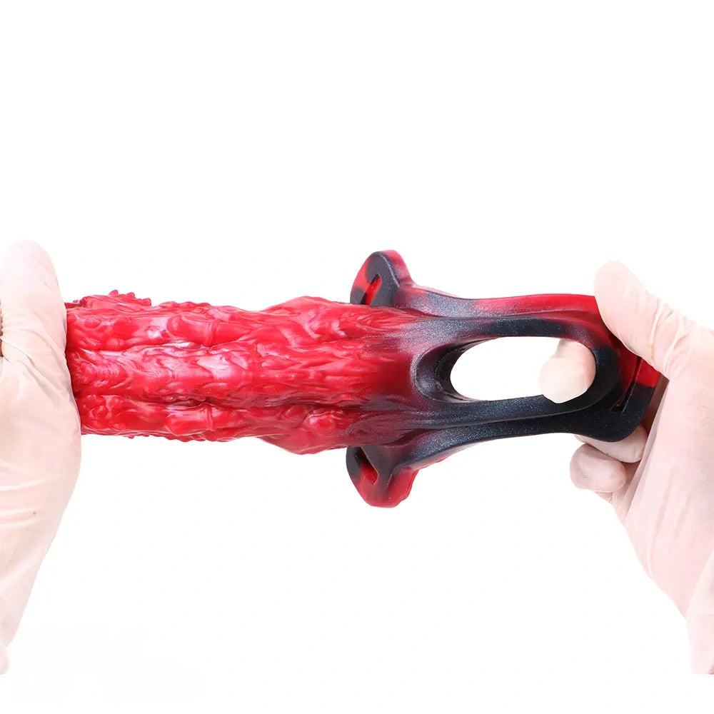 5.62in Hollow Dildo Built-in Keel Vibration Remote Strapon Animal Cock Sleeve